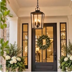Matte Black 4-Light Lantern Pendant