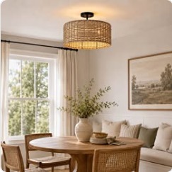 16" Seagrass Woven Flush Mount