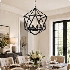 Modern Black Geometric Chandelier