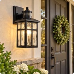 Two Black Outdoor Motion Sensor Wall Lights