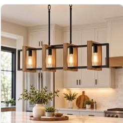 Modern 4-Light Wood Kitchen Island Pendant