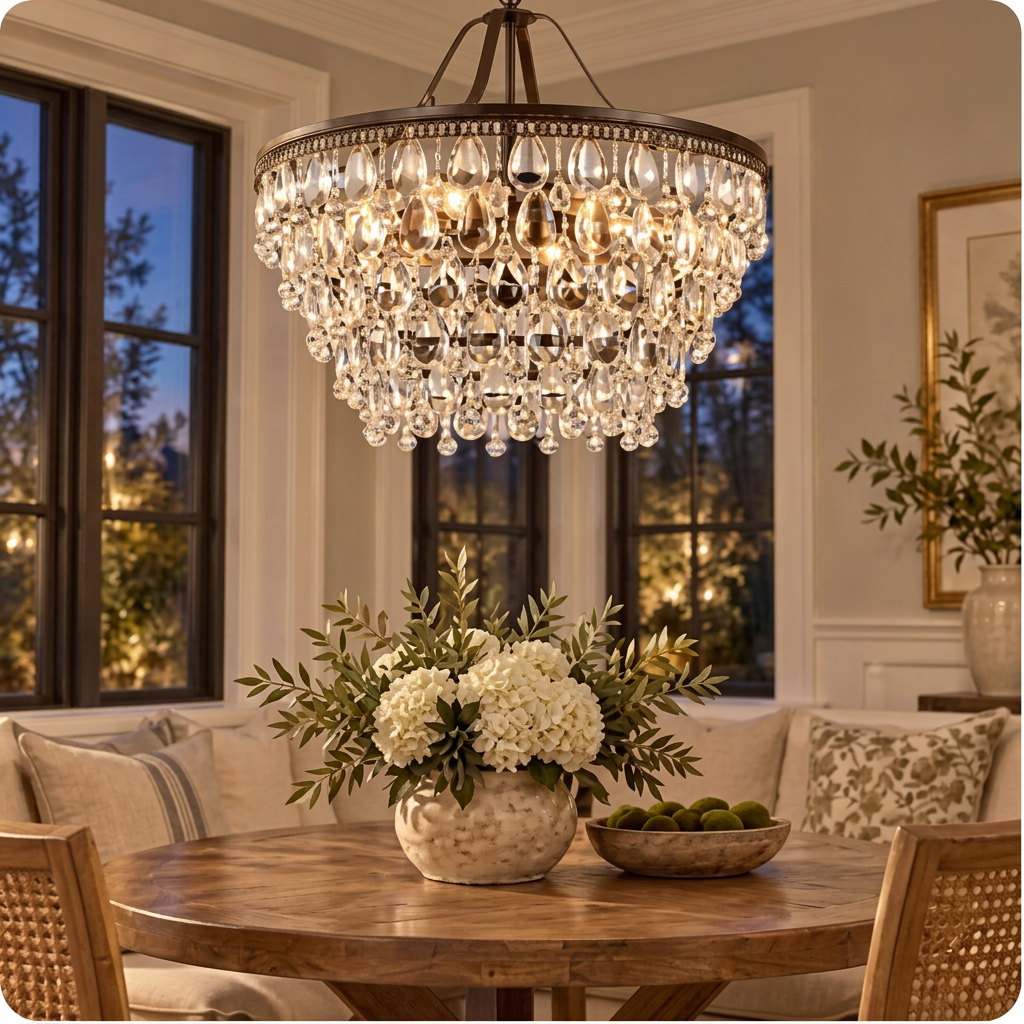 Crystal Droplet Tiered Chandelier