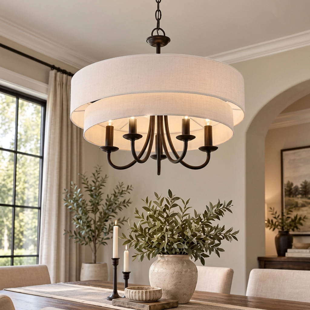 Black 5-Light Double Drum Chandelier