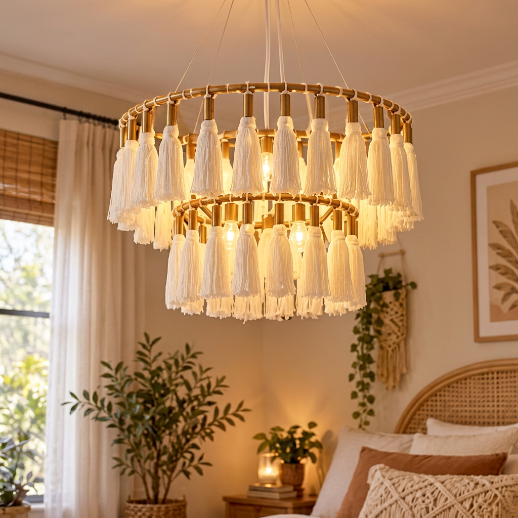 Boho 2-Tier Tassel Chandelier