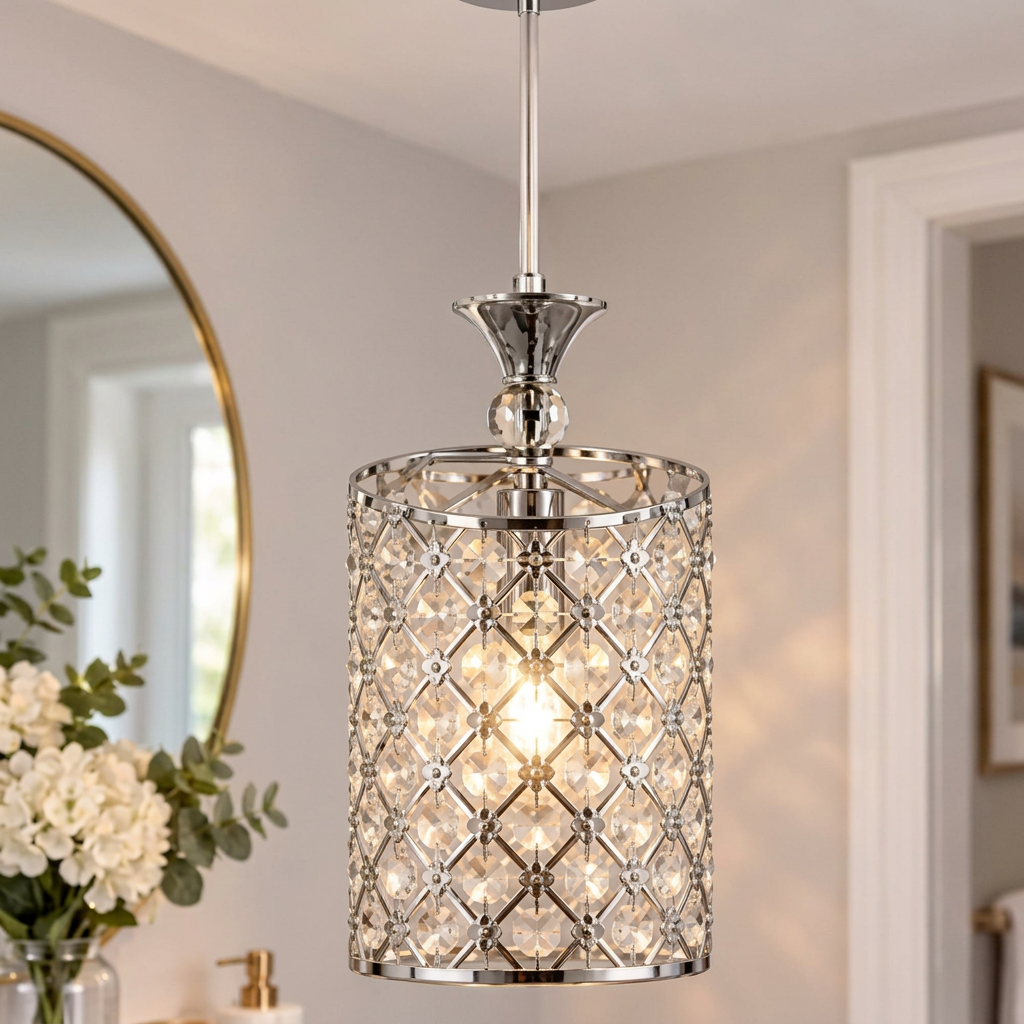 Modern Chrome Crystal Pendant