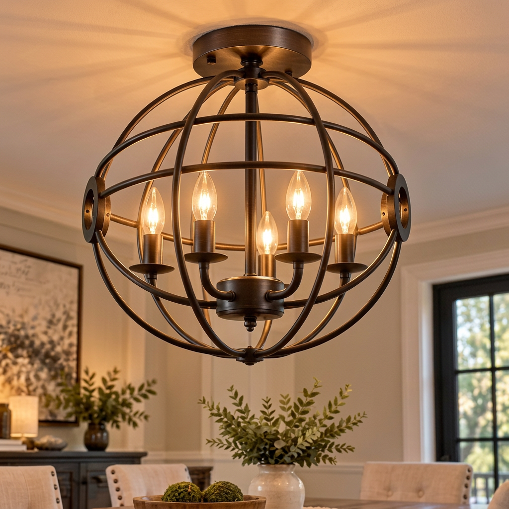 5-Light Dark Bronze Orb Chandelier