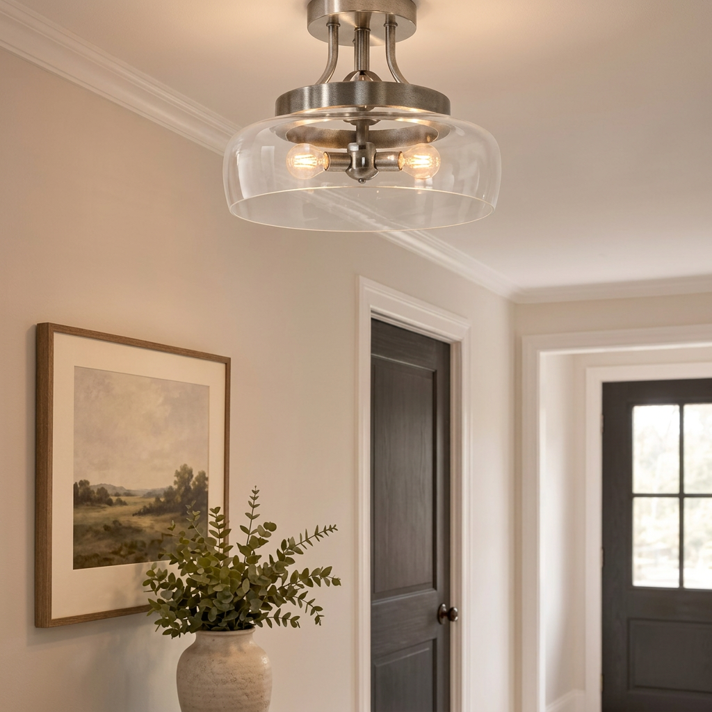 Brushed Nickel Semi-Flush Mount Ceiling Light