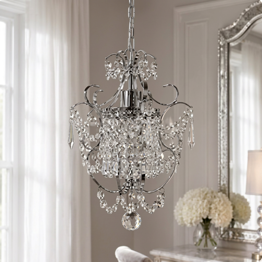 Modern Chrome Crystal Chandelier