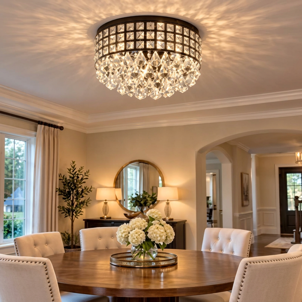 Modern Crystal Flush Mount Ceiling Light